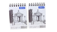 Doms A6 Sketchbook Pack of 2 Pcs, 150 GSM, 50 Sheets, Medium Surface, Spiral Bound, Natural Paper Shade, for Crayons, Pastels, Graphite, Charcoal, Paints Pack of 2 pcs
