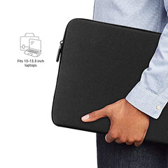 Amazon Basics laptops Sleeve Case Cover Pouch for 13"/33 cm for Men and Women | Slim Profile Neoprene, Soft Puffy Fabric Lining, 360 Protection, Smooth and Premium Zipper (Black)