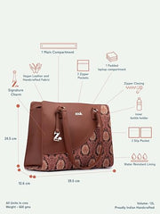 ZOUK Office Essential Bag | Jute | Vegan Leather Handcrafted Tote Bag With Double Handle Shoulder Strap | Bristel