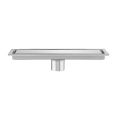 SYGA 304 Stainless Steel Long Floor Drain with Double Filtration,Shower Drain Cover Plate Middle Hole, 10x40 cm