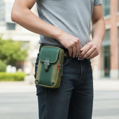 MOMISY Men’s Nylon Multi-Purpose Utility Pouch – Solid Color Outdoor Travel Phone Bag with Buckle Closure(Green)