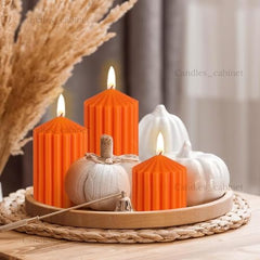 CANDLE CABINETS Ribbed Pillar Candle Set of 3 – 3.2x2 Inch Soy Wax Scented Candles – Minimalist Ribbed Texture for Aesthetic Home Decor & Romantic Gifting (Light Blue)