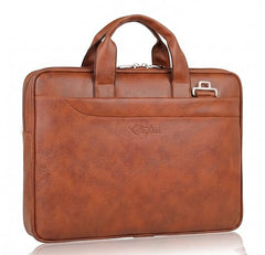 EXIM Prime Laptop Bag for Men Office Use| Office Bag for Men| Vegan Leather Laptop Messenger Bag| Fits Up to 13 to 14 Inch Laptop| Business Briefcase with Handle and Shoulder Strap (Shaded Brown)