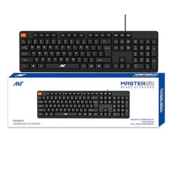 Ant Master 05 Wired USB Keyboard - Full-Size 104 Keys with Numeric Pad | Membrane Silent Typing, 1.3m Cable, Plug & Play | Ergonomic Office & Home Keyboard for PC, Laptop, Mac & Linux – Black