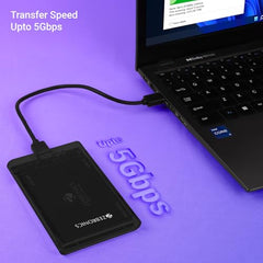 Zebronics 2.5" SSD/HDD Enclosure, Max. 4TB Storage, Upto 5Gbps Transfer Speed, Tool-Free Slide Design, USB to Micro B Connector, Windows, Mac, Linux Support, Transparent Case (CSH101)