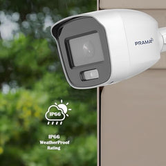 PRAMA PT-HTD70FOE-LPFS 2MP Ranginview Audio Fixed Turret Dome Camera, Built-in Microphone,1920 × 1080 Resolution, up to 20 Meters of IR Distance and 20 Meters of White Light Distance.