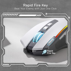Redragon M612AK PRO RGB Gaming Mouse, 8000 DPI Wired/Wireless Optical Mouse with 9 Programmable Buttons & 7 Backlit Modes, BT & 2.4G Wireless, Software Supports DIY Keybinds Rapid Fire Button