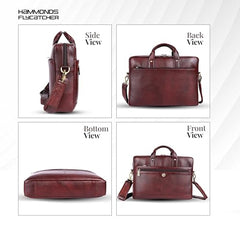 HAMMONDS FLYCATCHER Genuine Leather Office Bag for Men - 15.6 Inch Laptop Bag for Men, Adjustable Strap, Multi Compartments - Ideal for Office, Travel, Daily Use - 1 Year Warranty - Brown