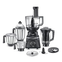 Prestige Prisma Pro 750W 5 Jars Mixer Grinder|Stainless Steel Jars 3U, Multi Utility Jar 1 U, & Juice Jar 1 U|6 Super-Efficient Blades|Black & Silver
