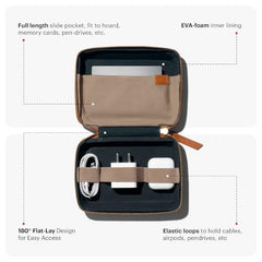 DailyObjects Leather Travel Electronic Accessories Storage Bag | Portable Gadget Organizer Case | Tech Kit Pouch for Cables, Drives, Chargers, Adapters, Power Banks | Charger Wire Organiser - Yellow