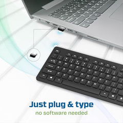 EARTHONIC Wired USB Keyboard for Laptop, PC & Desktop, Full Size USB Computer Keyboard with Numeric Keypad, Quiet Soft Keys, Multimedia Controls, Adjustable Stand, 1.4m Cable, Black