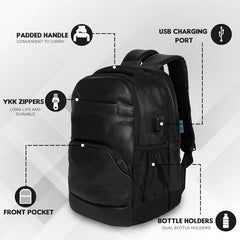 F Gear Luxur V2 27L Office Laptop Backpack with raincover, USB Charging Port, Fits 17" Laptop Artificial Leather Water resistant lightweight Gifts for Men Women Adults, College/Over Nighter (Green)