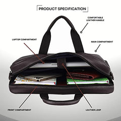 WildHorn Genuine Leather Office Bag for Men | 15.6-Inch Laptop Bag with a Minimalist Design | Professional Leather Bag with Adjustable Straps & Multiple Compartments | 1-Year Warranty