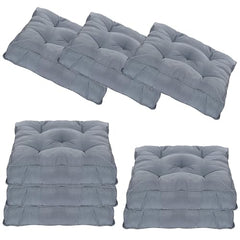 Kuber Industries Pack of 2 Square Chair Pad/Cushion|Quilted Microfiber Fabric & Solid Color|Soft & Comfortable Sitting|Size 45 x 45 x 7 CM (Grey)