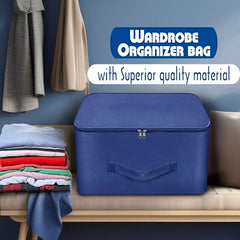 Storite 2 Pack Nylon Wardrobe Bag Underbed Cloth Storage Organizer | Moisture Proof Storage Bag, Storage box for Clothes Saree Bags, Zippered Closure & Handle - Magenta,37x34x23 cm