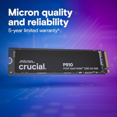 Crucial P510 2TB Gen5 NVMe SSD, Up to 10,000 MB/s, PCIe 5.0 M.2 2280 SSD, Internal Solid State Drive, Compatible with Laptop, Desktop, +Acronis Software - CT2000P510SSD8-01