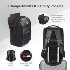 URBAN TRIBE Fitpack Pro Laptop Backpack (15.6 Inch) with Shoe Compartment Multipurpose Bag for Men and Women |35 litres | (Camouflage), m