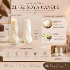 Decorative Fragrance Candle with Raised 3D Ivory Swirl Pillar Artwork | Long Burning Scented Candle for Home Décor, Living Room, Bedroom, Meditation Space, Table Decoration & Gift