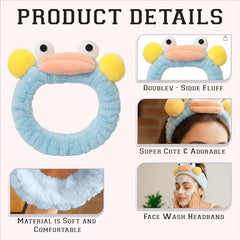 MOMISY Spa Headband for Women, Washable Facial Band, Elastic Hair Band, Makeup Wrap (Mouth-Blue, Free)