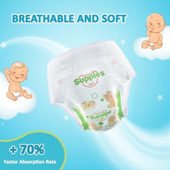 Amazon Brand - Supples Premium Baby Diaper Pants | 84 Baby Diapers | XXL | 15-25 Kg | 42 x 3 Packs | 12 Hrs Absorption | Cushiony Cotton Soft Fabric | Phthalates-Free | Triple Leak Guard