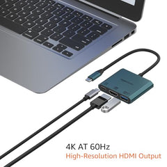 Amazon Basics Pro Series 6-in-1 USB HUB, USB-C PD 3, HDMI (4k@60Hz), USB 3.0-5 GBPS Data Transfer Speed, Aux 3.5, Docking Station with Instant Screen- On/Off and One-Click Mute Button (Turquoise)