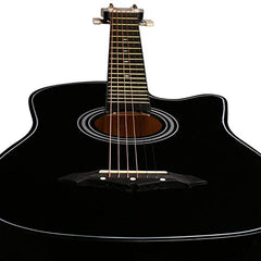 Juârez Acoustic Guitar Kit, JRZ38C/BK 38 Inch Cutaway, 038C with Bag, Strings, Pick and Strap, Black
