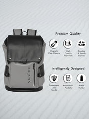 FUR JADEN 1 Compartment Vegan Leather Stylish Casual Laptop 22 Litre Backpack For Men Women College Office Professionals (Shades of Grey)