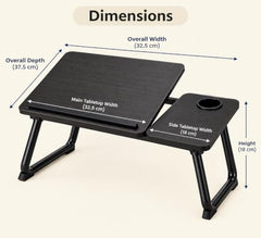 HOMERO Adjustable & Foldable Laptop Bed Table with Cup Holder -Brown