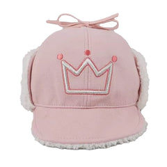 SYGA Toddler Boy's Girl's Winter Warm Trapper Hat Kids Crown Printed Earflap Hat, Free Size, Pink, Suitable for 2-7 Years