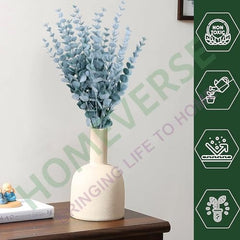 HOMEVERSE Artificial Faux Eucalyptus Stems, Green, 24pcs | Fake Leaves, For Wedding Bouquet Centerpiece, For Table Decoration, Vase Not Included