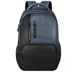 BIGBERRY Rodeo 2.0 Leatherite Faux Leather Laptop Backpack for Men & Women | Water Resistant 2 Compartment Casual Daypack | 15.6 Inch Laptop Bag for Office, College, Travel & Daily Use, Navy Blue
