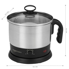 Amazon Basics Multi-Kettle Steamer 1.2L | Adjustable Power Modes 600 W | 7 - Egg Tray, Idli Tray, Iron Grill And Steamer | SS 201 Steel | Automatic Overheat Protection | Multipurpose Kettle