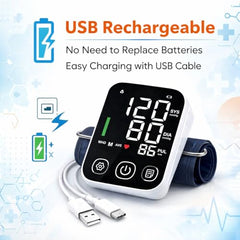 D MEDICARE® Rechargeable Blood Pressure Monitor for Home Use, Automatic Digital BP Machine with Large LED Display, USB Charging, Accurate Upper Arm BP Monitor (DMBP01-01)