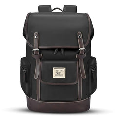 Gear Classic 16.5"/21L Medium Water Resistant Faux Leather Anti Theft Knapsack | Laptop Bag | Casual Bag | Travel Bag for Men/Women (Green - Brown)