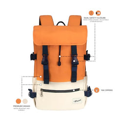 F Gear Canyon 18L Premium Canvas Laptop Backpack|Water-Resistant Fashionable Travel, Office & College Bag, Padded Laptop & Tablet Sleeves Fits Upto 17 Inch Laptop|Men & Women (Cosmic Orange)