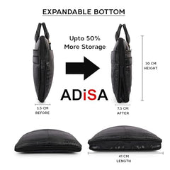 ADISA Laptop Bag for Men - Faux Leather Office Messenger Briefcase with Laptop Compartment for Work, Business, Corporate & Professional Use (LB6056)