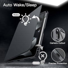 JETech 360° Rotating Case for iPad Air 11" M4/M3/M2 & Air 5/4 10.9", Black