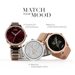 Noise Diva Araya Smartwatch for Women with AMOLED Display (850 Nits), 60 Precision-Set Crystals, Cycle Tracking, Skin Temperature, SOS with Live Location, 100+ Watch Faces - Rose Gold Link