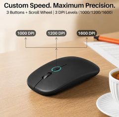 TVASMANI Ultra-Slim Bluetooth Keyboard and Mouse Combo, Black Portable, Rechargeable, Wireless, Compatible with Android Tablet Cell Phone Samsung iPhone iPad
