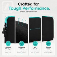 AirCase Neoprene Laptop Sleeve Case Cover for 15.6 Inch MacBook, Dell, HP, Lenovo, More| Water-Resistant, Shockproof Padding, Scratch-Proof| Slim Fit, Wrinkle Free, TSA Security Friendly (Black-Grey)