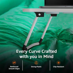 Amazon Basics Engineered Wood Foldable Laptop Table with Cup Holder, Tablet Groove and Mini Drawer (60L x 40W x 26H cm, Black)