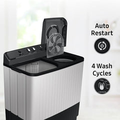Samsung 10.5 kg, 5 star, Semi-Automatic Top Load Washing Machine (WT10C4260GG/TL, Air Turbo Drying, Light Gray,)