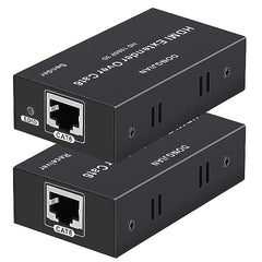 XIKKART 60M HDMI Extender Repeater Transmitter/Sender + Receiver Over Cat5 / Cat6 Upto 60 Meters (60M Extender Over Single CAT5/6 Cable) Supports 3D & Full HD1080p for TV Projector, HDTV, DVR