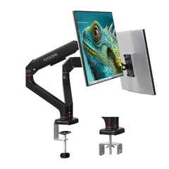 iVOOMi Power X2 Black Dual Monitor Stand for Desk with 100 x 100mm VESA Mount, Adjustable Gas Spring Monitor arm with Grommet Mounting Base for 15-34'' 2-20 kgs Screens, 1 Year Warranty