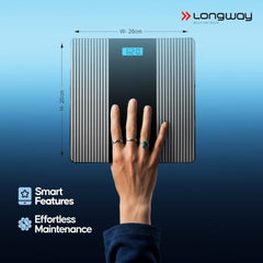 Longway Weight Machine for Home | Digital Bathroom Scale for Human Body Weight Measurement | Extra Thick Tempered Glass with LCD Display | 3 Years Warranty (Blue | Max Weight 180Kgs | Sapphire)