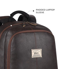 Gear Classic Anti Theft Faux Leather 14 cms Black Laptop Backpack (LBPCLSLTH0101)