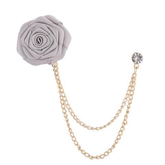 SYGA Rose Flower Brooch Pin for Men & Women,Beautiful Fashion Jewelry with Chain Design(Silver Grey)