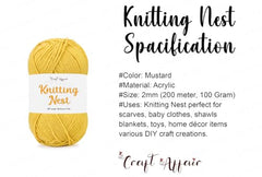 Craft Affair | Knitting Nest Acrylic Yarn (200 Meter, 100 Grams, 2mm) / Woolen Yarn/Acrylic Yarn for Knitting and Crocheting-Olive