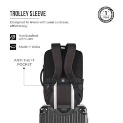 Gear Turbo 21"/45L Large Water Resistant Anti theft Laptop Backpack with Raincover | Backpack | Daypack |Briefcase | Travel Bag For Men/Women (Black - Grey)