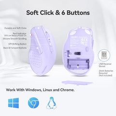 TECKNET Wireless Mouse, 2.4G Ergonomic Computer Mouse, 2600 DPI, Green